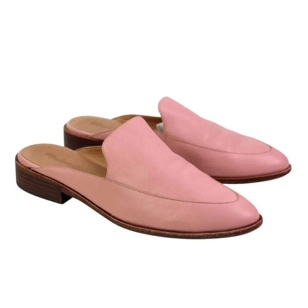 Madewell PINK GENUINE LEATHER LOW HEEL ALMOND TOE SANDALS MULES SHOES Sz 9.5